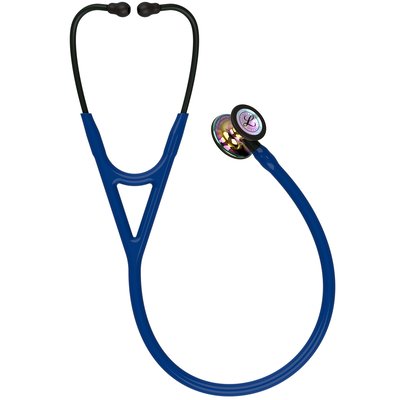 Cardiology IV Navy w/polish rainbow Black Stem Stethoscope-  Littmann 6242