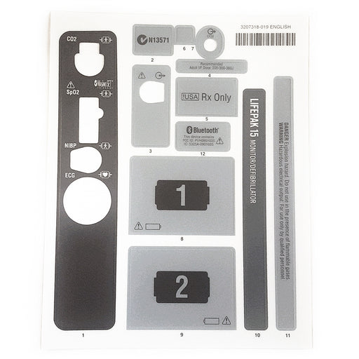 Physio Control Label Set - ECG SpO2 NIBP CO2 English