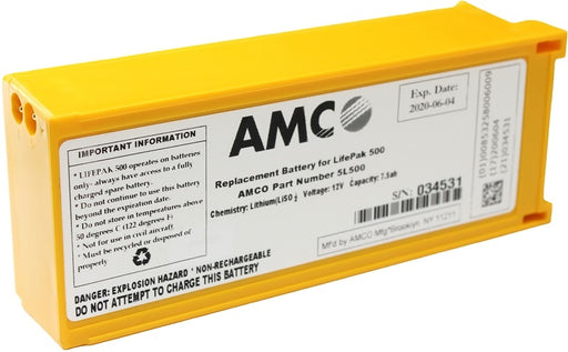 AMCO 5L500 Replacement Battery For LifePak 500 - Non-Rechargeable Lithium (LiSO2), 12V, 7.5ah