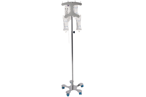 I.V. Stand, Stainless Steel, 5-Leg Base, Clearview 6-Hook, Hand-Operated. - Pedigo P-1572-CV