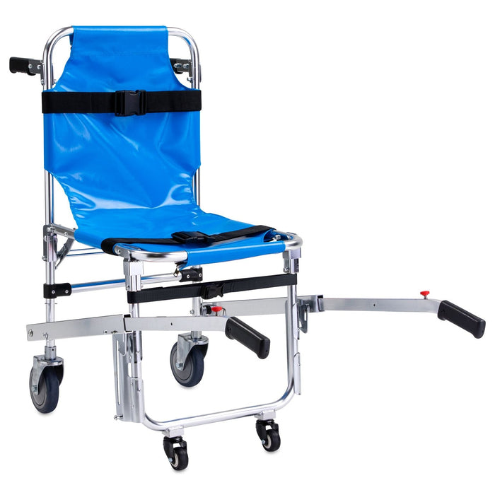 LINE2design Evacuation 4 Wheel EMS Stair Chair Lift with Patient Restraints Straps & Grip Handles - LINE2design 70010-BL