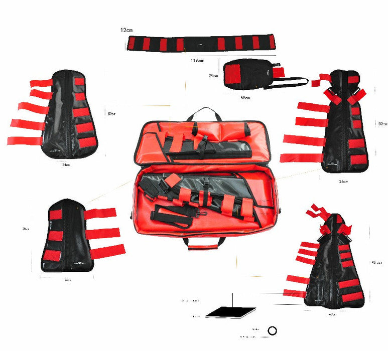 LINE2design Heavy Duty Emergency Fracture Immobilization Arm and Leg Care Splints with Carrying Case - Red - LINE2design 68230