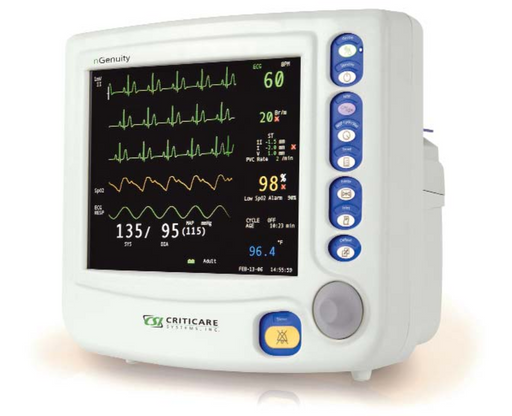 Criticare nGenuity 8100EP  Vital Signs Monitor w/ DOX SpO2, NIBP, ECG, HR, Temp, Resp, and Printer (Refurbished)