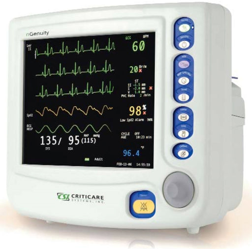 Criticare nGenuity 8100EP1 Vital Signs Monitor w/ DOX SpO2, NIBP, ECG, HR, Temp, Resp, CO2, and Printer (NEW)