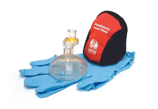 Pediatric Pocket Mask w/ Gloves in Red/Black Soft Case - Laerdal 820052