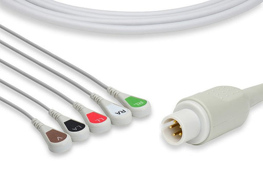 C2505S0 Mortara - Burdick Compatible Direct-Connect ECG Cable. 5 Leads Snap