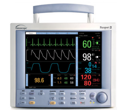 Datascope Passport 2 - ECG, Masimo SP02, NIBP, EtCO2, Color Screen, Printer (Refurbished)