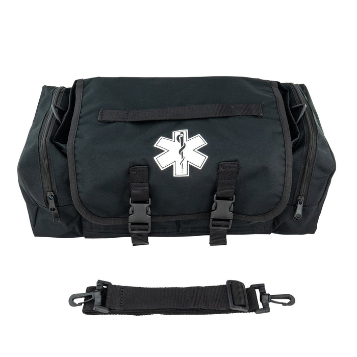 LINE2design First Aid Responder Emergency Star of Life Logo Medical EMS Bag with Zippered Pockets & Shoulder Straps - LINE2design 52350-BK