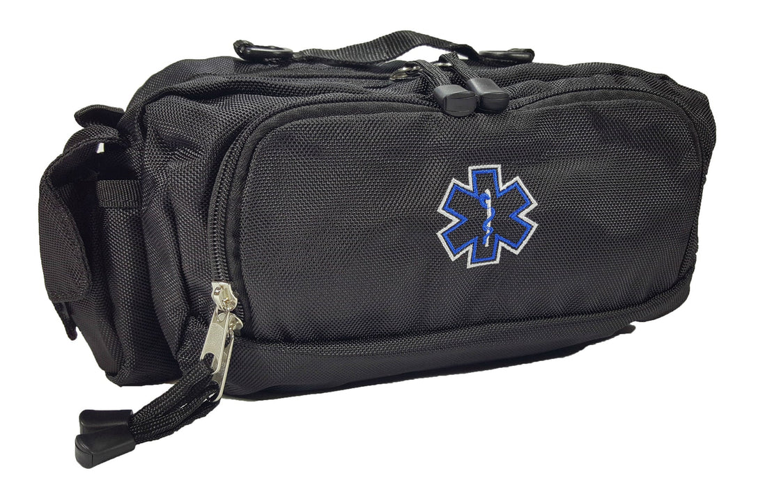 LINE2design Deluxe First Aid Nylon Star of Life Logo Fanny Pack EMT Paramedic Bag With Internal Pockets - LINE2design 54250-BK