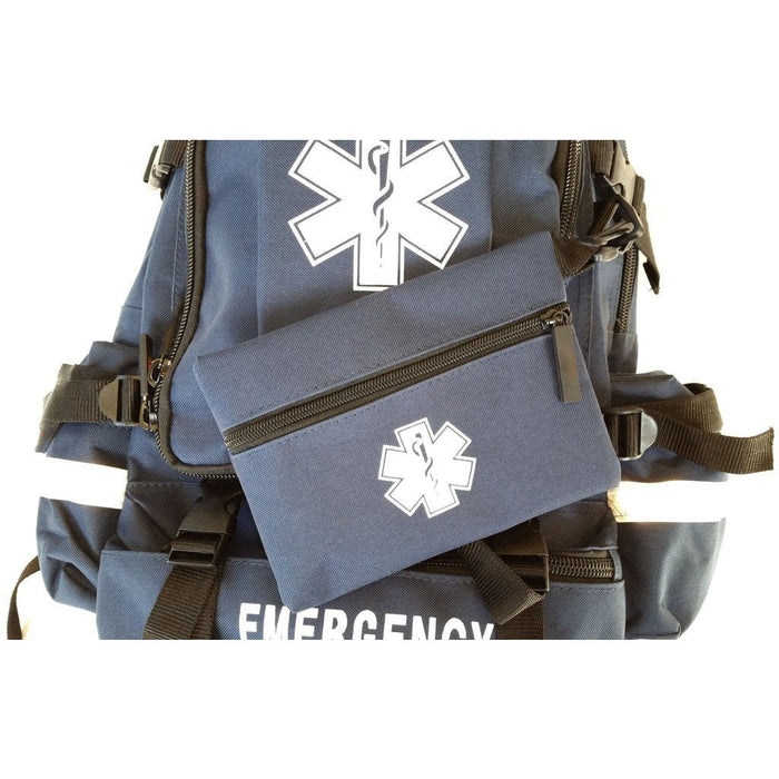 LINE2design First Responder Backpack Emergency EMS Medical Empty Trauma Bag with Star Of Life Logo Shoulder Straps & Waist Belt - Navy Blue - LINE2designs 56440-N