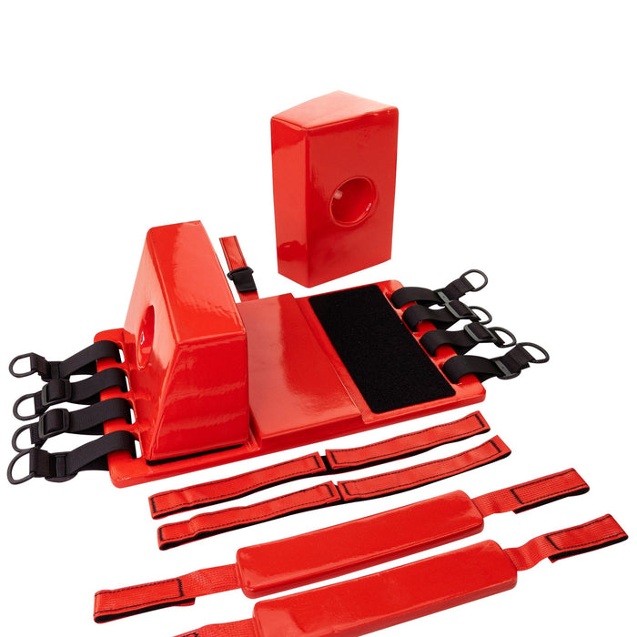 LINE2design Spine Board Head Immobilizer for Backboard - Universal EMS EMT Emergency Medical Re-usable Rescue Portable Lightweight with Adjustable Straps - Red - LINE2design 68040