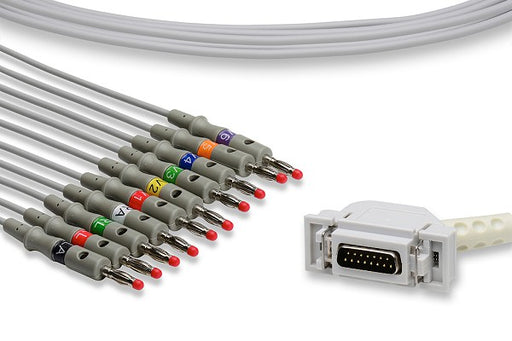 K10-HL-B0 Hellige Compatible Direct-Connect EKG Cable. 10 Leads Banana 340 cm