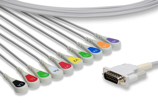 K10-HP-S0 Philips Compatible Direct-Connect EKG Cable. 10 Leads Snap 300 cm