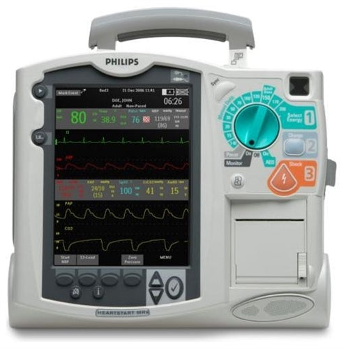 Philips MRX Defibrillator / Monitor - Biphasic, 12lead ECG, AED, Pacing, SpO2, NiBP, EtCo2 (Refurbished)