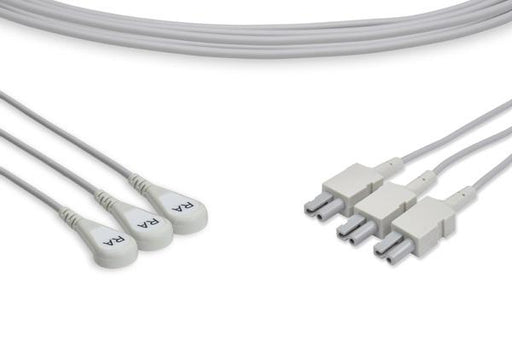 X-AA-90S-RA-30 Philips Compatible ECG Leadwire. 3 Leads Snap, 35