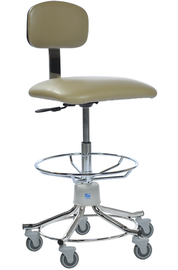 Lab Stool, Gas Cylinder, 5-Caster, Tb-133 Approved, Pvc-Free, Raven Black - Pedigo T-555-GS-RVN