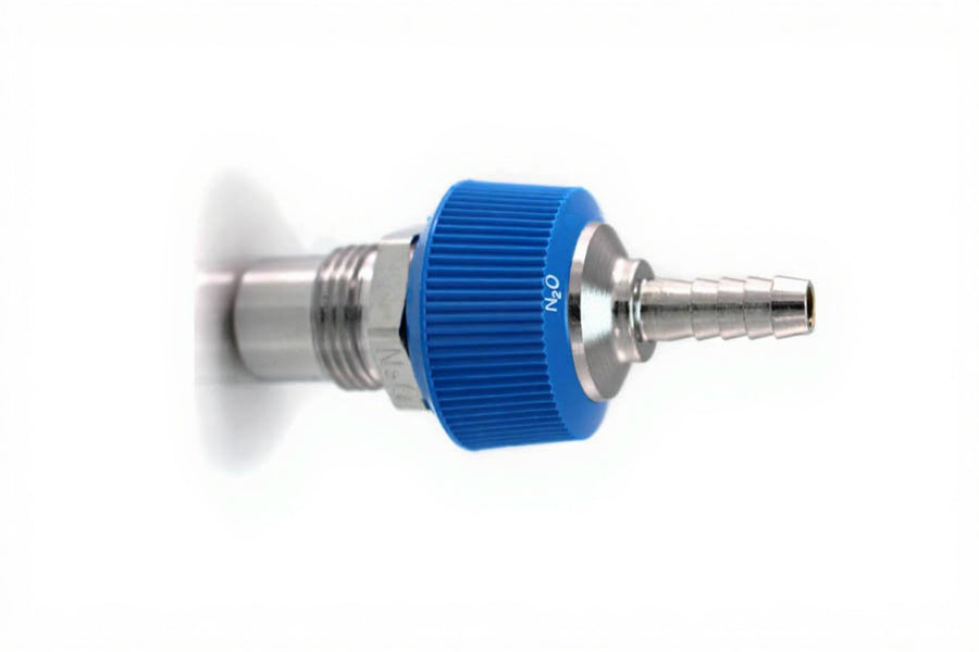 DISS DV Body Adaptor x 1/4" HB w/ Hand Grip Collar, N2O - Bay Corp 1041-17DV