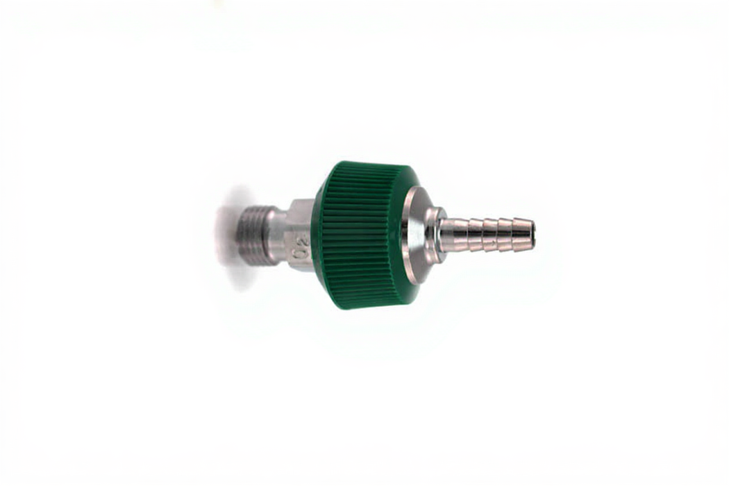 DISS DV Body Adaptor x 1/4" HB w/ Hand Grip Collar, O2 - Bay Corp 1241-17DV