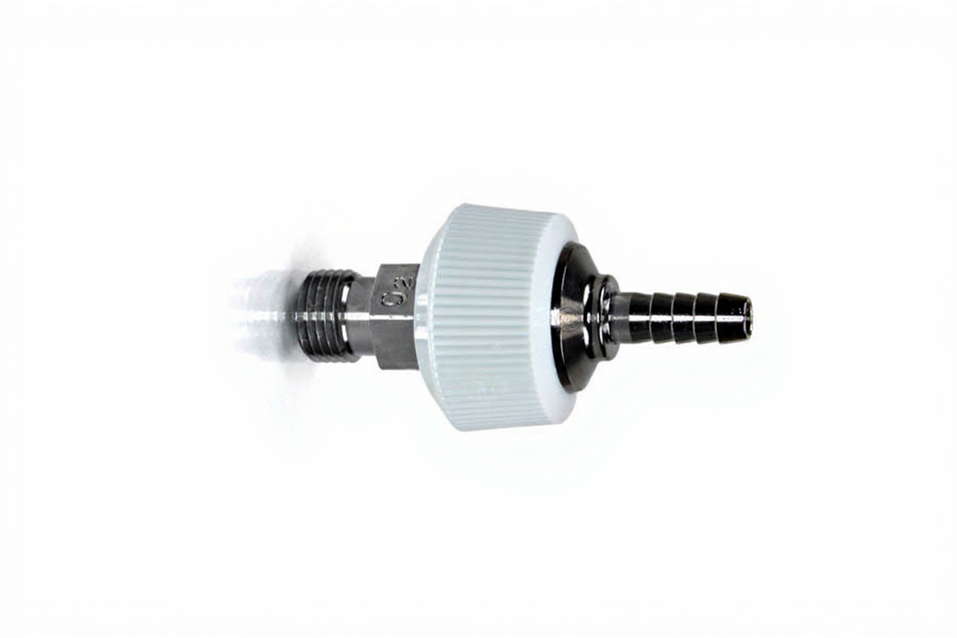 DISS Body Adaptor x 1/4" HB w/ Hand Grip Collar (White-ISO), O2 - Bay Corp 1241-17HTW