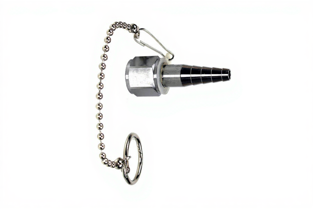 DISS Tapered Hex Nut & Nipple Assembly, w/ Hex Nut & 5 in. Chain, O2 - Bay Corp 1244-6