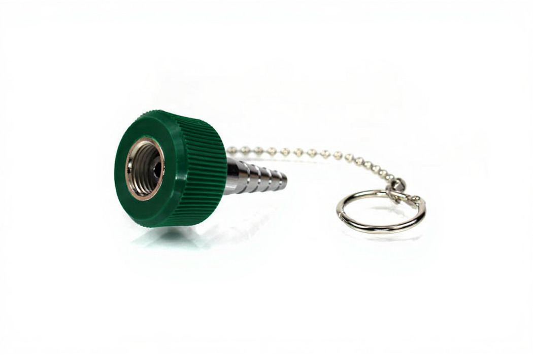 DISS Tapered Hex Nut & Nipple Assembly, w/ HT & 5 in. Chain, O2 - Bay Corp 1244-8