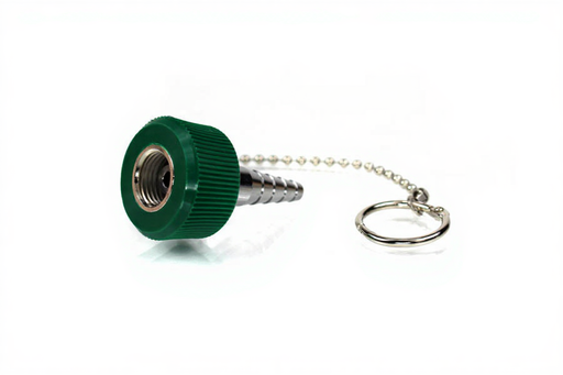 DISS Tapered Hex Nut & Nipple Assembly, w/ HT & 5 in. Chain, O2 - Bay Corp 1244-8