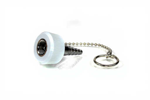 DISS Tapered Hex Nut & Nipple Assembly, w/ HT & 5 in. Chain (White-ISO), O2 - Bay Corp 1244-8W