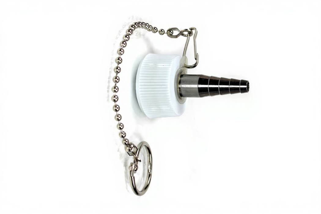 DISS Tapered Hex Nut & Nipple Assembly, w/ HT & 5 in. Chain (White-ISO), O2 - Bay Corp 1244-8W