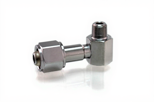 DISS 90⁰ Hex Nut & Nipple x 1/8" NPT Male, 1 1/2" Nipple, O2 - Bay Corp 1249-2