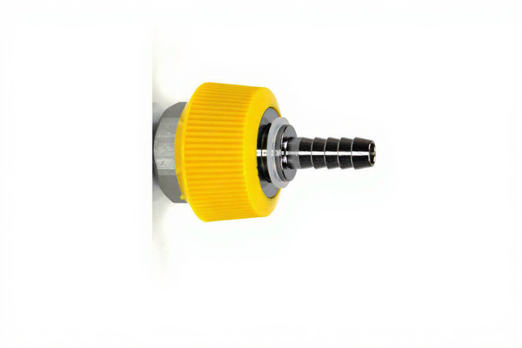 DISS HT Nut & Nipple Assembly x 1/4" HB (Yellow-ISO), VAC - Bay Corp 2217HTC