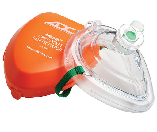 CPR Valve Mask Resuscitator Adult, Orange, w/case, Disp - ADC 4053Q