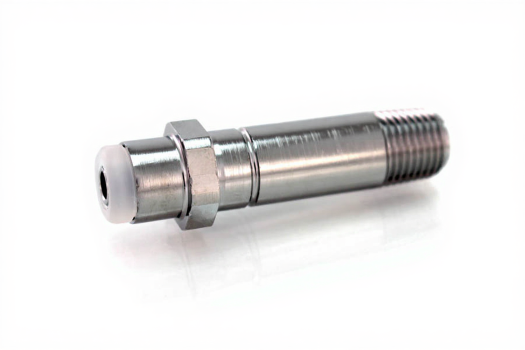 CGA Nipple w/ Kel-F Tip, 2 1/2 x 1/4" NPT Male, O2 - Bay Corp 543HT