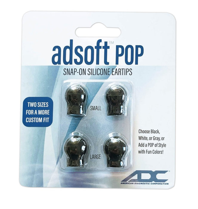 ADSOFT POP Snap-on Eartips Lrg & Sm, Black, Disp pkg - ADC 602-078BK1Q