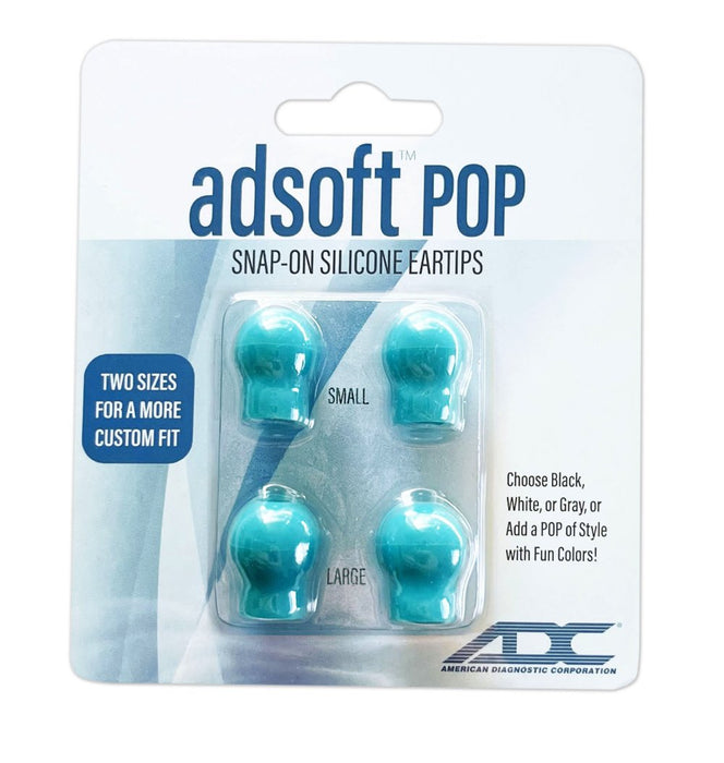 ADSOFT POP Snap-on Eartips Lrg & Sm, Turquoise, Disp pkg - ADC 602-078TQ1Q
