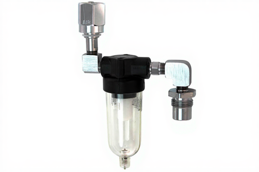 Line Filter Assembly, 90⁰ DISS Male Inlet x 90º DISS Hex Female Outlet, Med Air - Bay Corp AFA-116-2-90