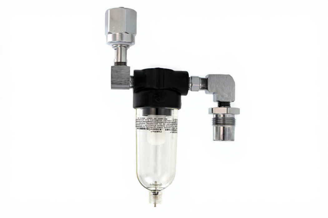 Line Filter Assembly, 90⁰ DISS Male Inlet x 90º DISS Hex Female Outlet, Med Air - Bay Corp AFA-116-2-90