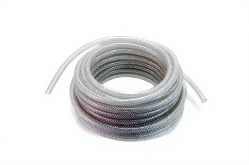 Non-Conductive Hose, Clear w/ White Braid 1/4" ID, .460" OD (50 ft. coil) - Bay Corp BC-2225-L