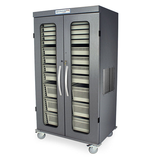 Double Column Mobile Cabinet with Key Locking doors (2)  with tempered glass window inserts - Harloff MSPM82-00GK