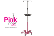Infusion Pump Stand, 5-Leg Base, With 8-Hook Rake Top. Powder coated pink with ribbon cutout. - Pedigo P-1095-8 - 1