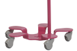 Infusion Pump Stand, 5-Leg Base, With 8-Hook Rake Top. Powder coated pink with ribbon cutout. - Pedigo P-1095-8 - 2