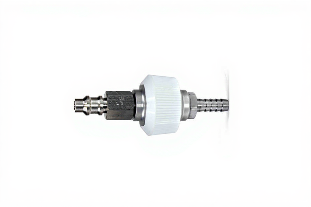Puritan Male QC x 1/4" HB (White-ISO), O2 - Bay Corp PQ-124-17C