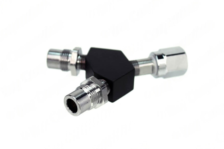 DISS Y-Block, Hex Nut Female Inlet x DISS Male Outlets, VAC - Bay Corp YO-122X