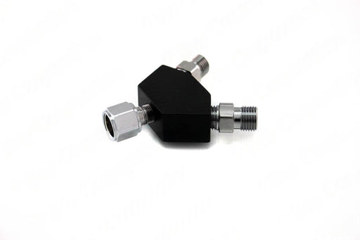 DISS Y-Block, Hex Nut Female Inlet x DISS Male Outlets, O2 - Bay Corp YO-124X