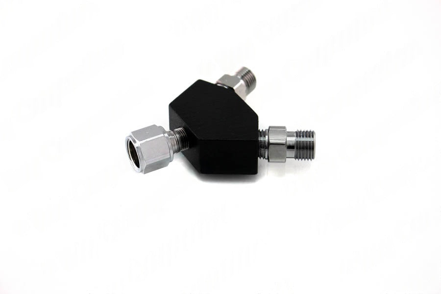 DISS Y-Block, Hex Nut Female Inlet x DISS Male Outlets, O2 - Bay Corp YO-124X