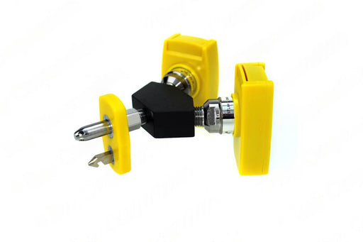 Chemetron Y-Block, Male QC Inlet x Female Coupler Outlets, Med Air - Bay Corp YO-CM16