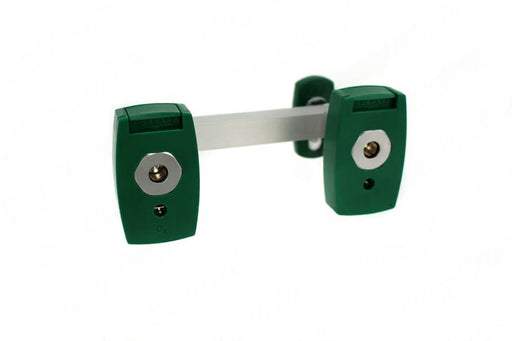 Chemetron Y-Block, Male QC Inlet-Right x Female Coupler Outlets, O2 - Bay Corp YO-CMR24