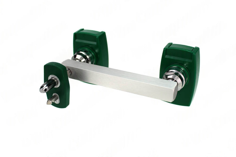 Chemetron Y-Block, Male QC Inlet-Right x Female Coupler Outlets, O2 - Bay Corp YO-CMR24