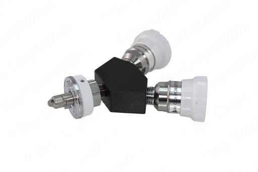 Ohmeda Y-Block, Male QC Inlet x Female Coupler Outlets, VAC - Bay Corp YO-OH22