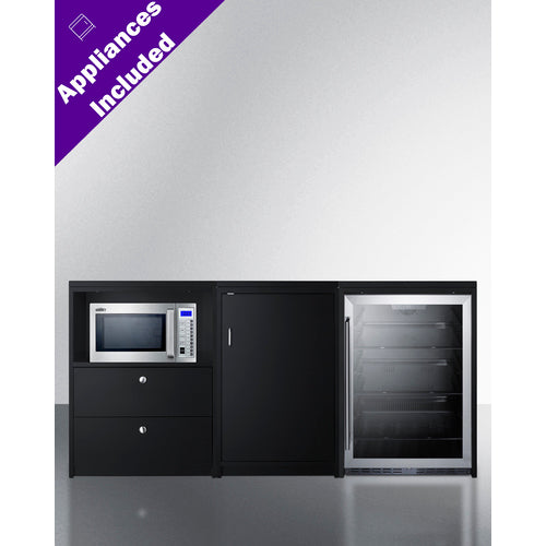 Summit CWSUITE74G 74" Wide Casework Suite with Beverage Center and Microwave, ADA Height