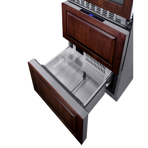 Summit SWCDRF24PNR 24" Wide Combination Dual-Zone Wine Cellar and 2-Drawer Refrigerator-Freezer (Panels Not Included)